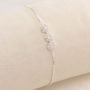 Pulsera Ajustable cadena Flores con Cubic