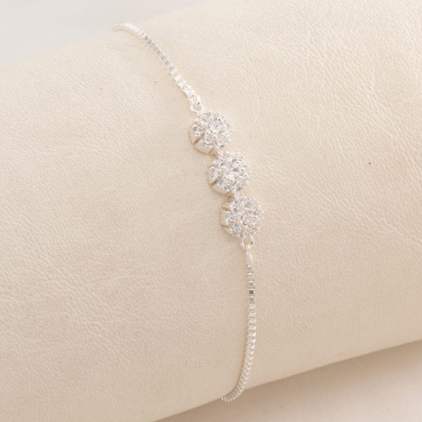 Pulsera Ajustable cadena Flores con Cubic