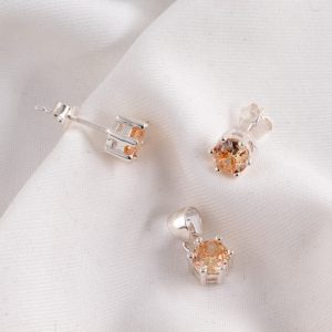 Conjunto Sin Cadena Punto de Luz Naranja Engarzado