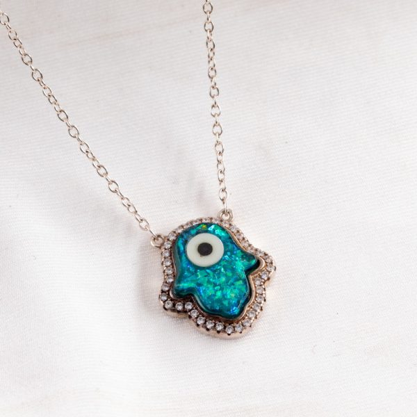 Collar de Mano Murano Esmaltada y Ojo Turco con Cubic Engarzado