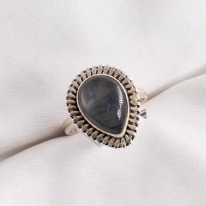 Anillo De Gota Gris Tornasolado