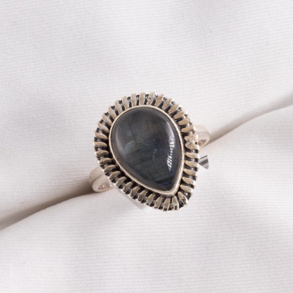Anillo De Gota Gris Tornasolado