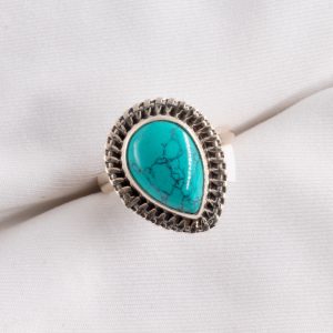 Anillo de Gota Turquesa Marmolado