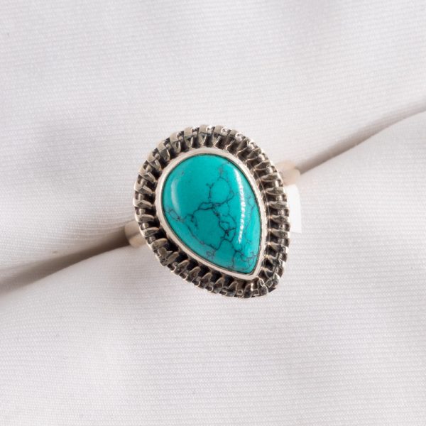 Anillo de Gota Turquesa Marmolado