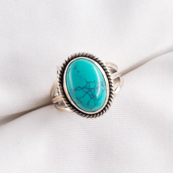 Anillo de Ovalo Turquesa Marmolado