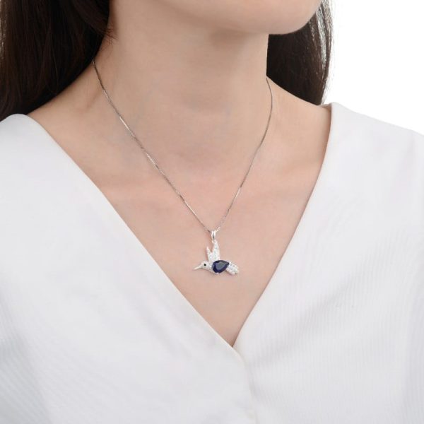 Dije de Colibrí Con Cubic Azul Grande - Imagen 2