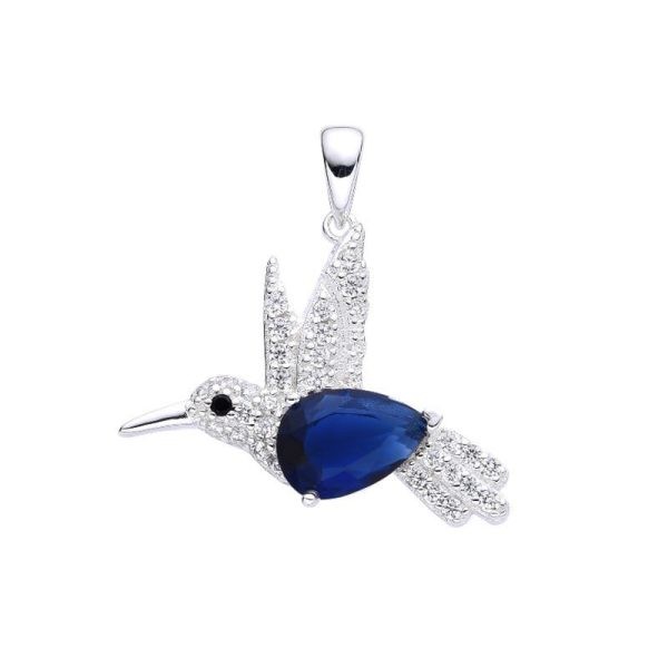 Dije de Colibrí Con Cubic Azul Grande