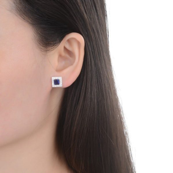Aros Con Cubic Cuadrado Clásico Azul - Imagen 2