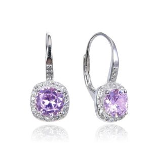Aretes Brisura de Cubic Púrpura