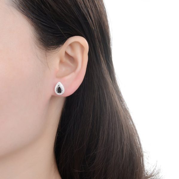 Aros de Gota Con Cubic Negro Grande - Imagen 2