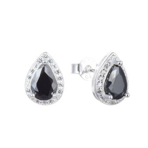 Aros de Gota Con Cubic Negro Grande