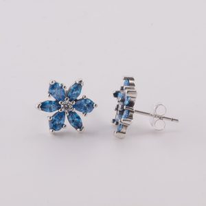Aros Flor  de Circones Azul