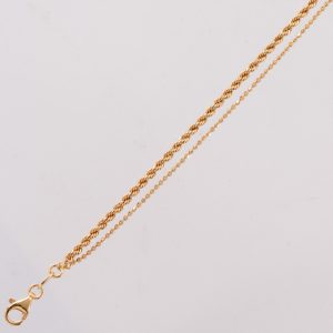 Collar Doble Caida Cordón y Bolitas Forcet Dorada