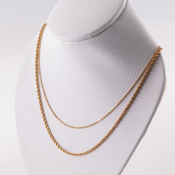 Collar Doble Caida Cordón y Bolitas Forcet Dorada - Imagen 2