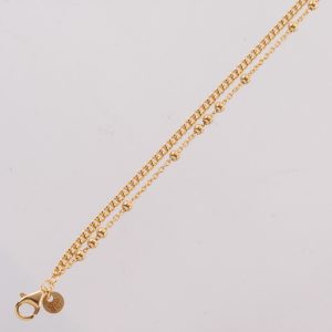 Collar Doble Caida Bolitas y Barbada Dorada