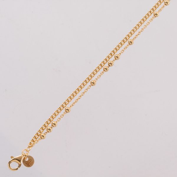Collar Doble Caida Bolitas y Barbada Dorada