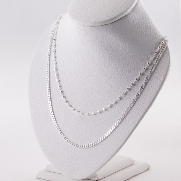 Collar Doble Caida Barbada y Bolita Facetada - Imagen 2