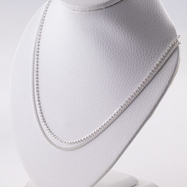 Collar Doble Caída Bolita Facetada y Barbada - Imagen 2