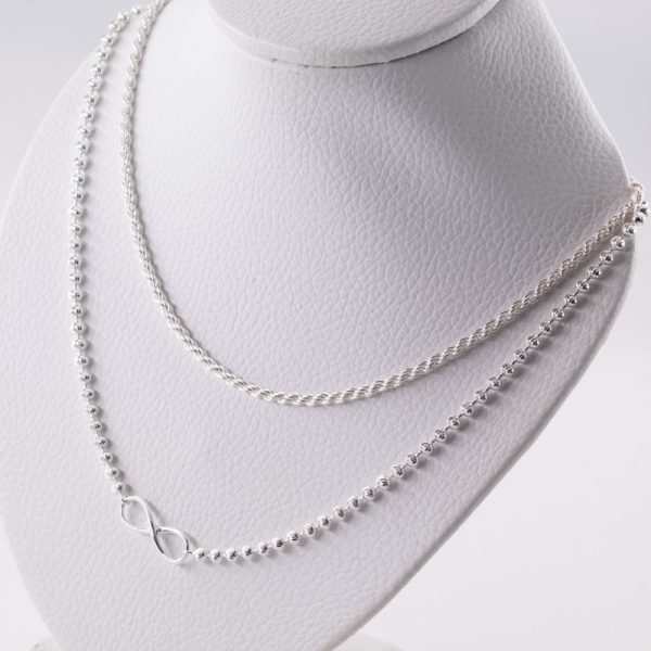 Collar Doble Caída Cordón y Bolita Facetada Infinito - Imagen 2