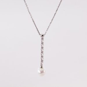 Collar Rodinado de Perla y Cristal