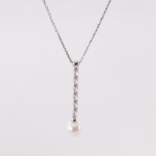 Collar Rodinado de Perla y Cristal