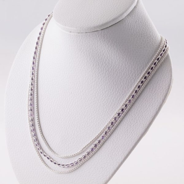 Collar Doble Caída Cristal y Cadena Coreana - Imagen 2