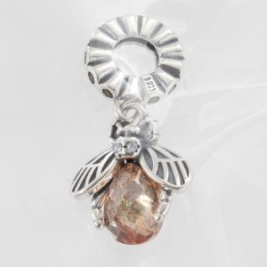 Abeja con Piedra Ámbar Facetada y Circón