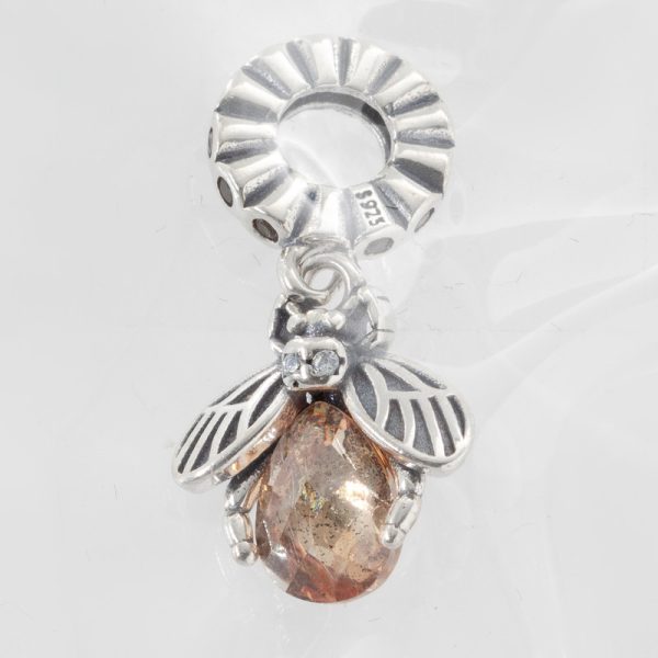 Abeja con Piedra Ámbar Facetada y Circón